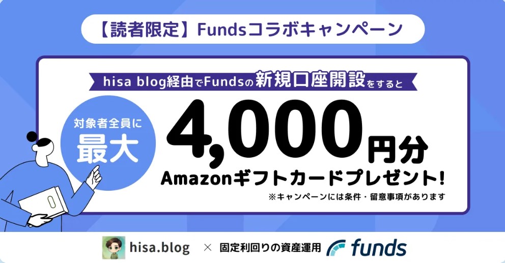 【Fundsとのタイアップ企画】最大5500円分の特典！現金＆アマギフがもらえるキャンペーン