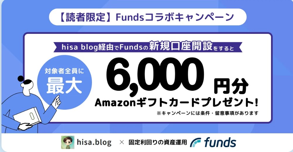 【Fundsとのタイアップ企画】最大7500円分の特典！現金＆アマギフがもらえるキャンペーン