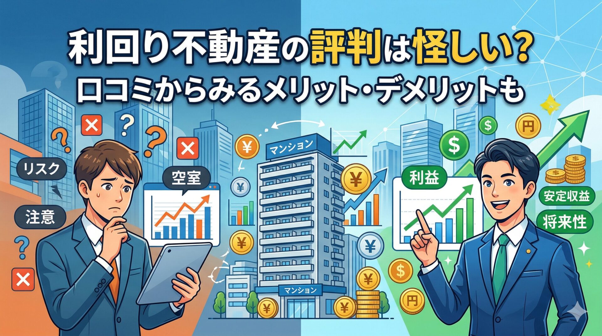 利回り不動産の評判は怪しい？口コミからみるメリット・デメリットも